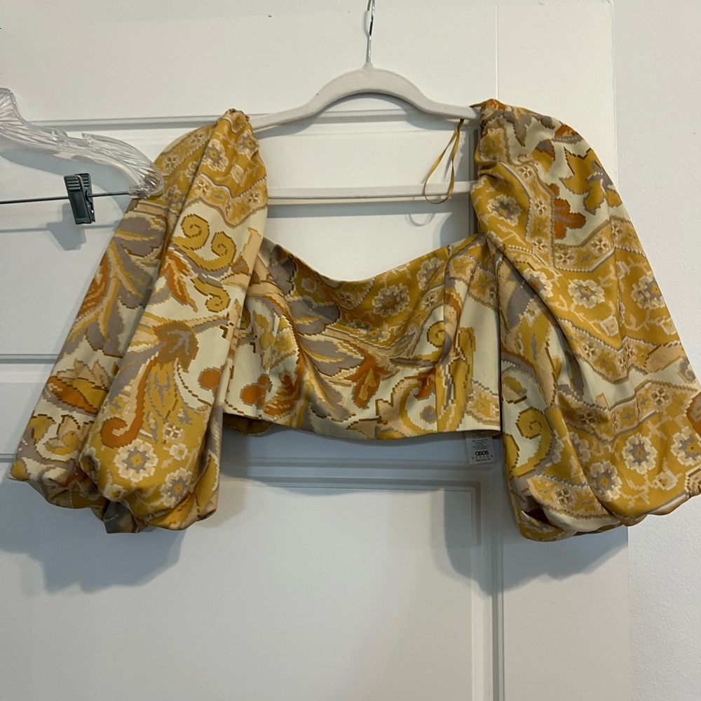 ASOS Yellow Patterned Crop Top